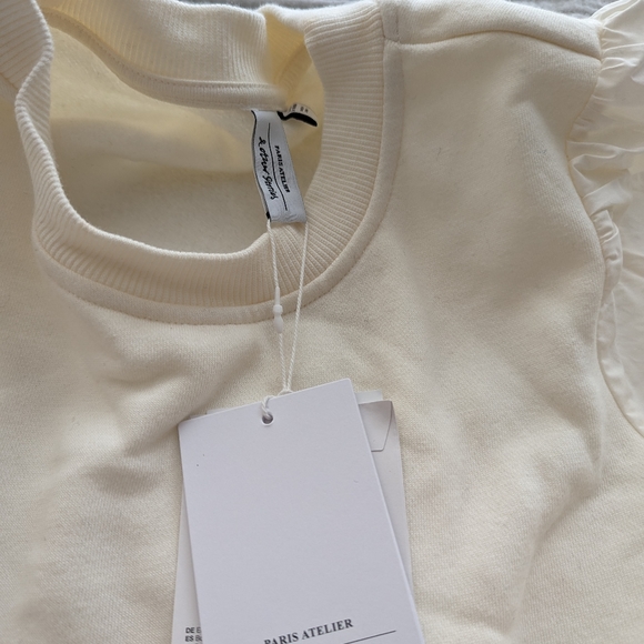 & Other Stories crewneck sweatshirt with embroidered sleeves XS off-white - Picture 5 of 5